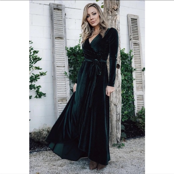 Baltic Born Emerald Green Jada Ribbed Wrap Dress - Large - Picture 4 of 9